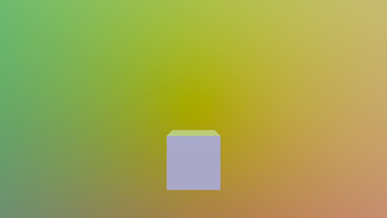 A cube against a sky colored by view direction A cube against a sky colored by view direction